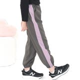 チャコール×ラベンダー太ライン | カーゴパンツ パラシュートパンツ ポケット | 子供服Bee