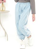 ライトブルー×ラインリボン | カーゴパンツ パラシュートパンツ ポケット | 子供服Bee