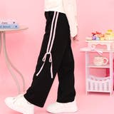 ブラック×ピンクライン | サイドラインパンツ ポケット リボン | 子供服Bee