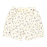 アイボリー地パープル花柄 | ショートパンツ ポケット リボン | 子供服Bee