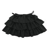 ブラック×3段フリル | フリルスカート リボン ウエストゴム | 子供服Bee