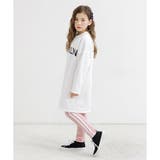 ピンク×裏起毛 | 10分丈ライン裏起毛レギンス 子供服 キッズ | 子供服Bee