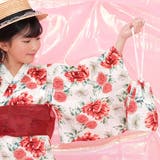 白地×モダン牡丹 | 巾着 小物入れ キッズ ガールズ 女の子 夏 フリーサイズ F 韓国子供服 | 子供服Bee