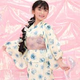 アイボリー×ブルー花柄 | 浴衣3点セット 綿100％ 簡単 | 子供服Bee