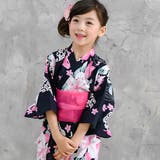 セパレートタイプ×黒地ユリ | 浴衣3点セット 綿100％ 簡単 | 子供服Bee