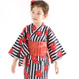 セパレートタイプ×ストライプ椿 | 浴衣3点セット 綿100％ 簡単 | 子供服Bee