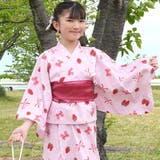 ピンク×いちごリボン | 浴衣3点セット 綿100％ 簡単 | 子供服Bee