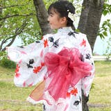 ホワイト×赤黒金魚 | 浴衣3点セット 綿100％ 簡単 | 子供服Bee