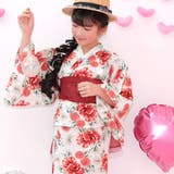 白地×モダン牡丹 | 浴衣3点セット 綿100％ 簡単 | 子供服Bee