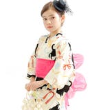 アイボリー×猫リボン | 浴衣3点セット 綿100％ 簡単 | 子供服Bee