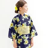 ネイビー×向日葵 | 浴衣3点セット 綿100％ 簡単 | 子供服Bee