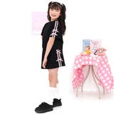 ブラック地×ピンクライン | セットアップ クロップド丈トップス ミニスカート | 子供服Bee