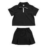 ブラック | セットアップ ハーフジップ付トップス ミニスカート | 子供服Bee