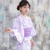 しぼり巻帯×藤色絞り風 | 浴衣3点セット 綿100% 簡単 | 子供服Bee