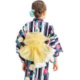 紺ストライプ×朝顔 | 浴衣3点セット 綿100％ 簡単 | 子供服Bee