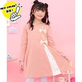 ピンク×ピンク小花 | リボンワンピース 長袖 切替え | 子供服Bee