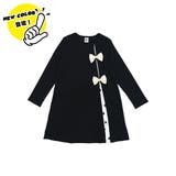 ブラック×ホワイト地ハート柄 | リボンワンピース 長袖 切替え | 子供服Bee