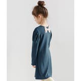 スモーキーブルー×後リボンOP | 後ろリボン長袖ワンピース 子供服 キッズ | 子供服Bee