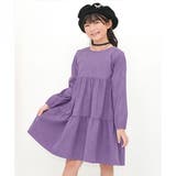 パープル | コーデュロイ風長袖ワンピース 子供服 キッズ 女の子 春 秋 冬 韓国子供服 | 子供服Bee