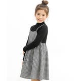 TOPSブラック×ギンガム | ドッキングワンピース 重ね着風 レイヤード風 | 子供服Bee