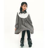 ホワイト×ブラックチェック | 長袖ワンピース 子供服 キッズ 女の子 春 秋 冬 韓国子供服 | 子供服Bee