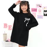 リボン×ブラック | プリントワンピース 綿100% 長袖 | 子供服Bee
