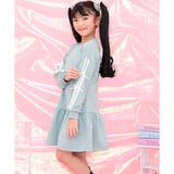 くすみライトブルー地 | マーメイドワンピース リボン ライン | 子供服Bee
