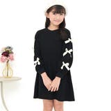 ブラック地 | リボンワンピース スウェット風 Aライン | 子供服Bee