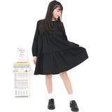 ブラック | ティアードワンピース 長袖 シンプル | 子供服Bee