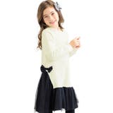 裏起毛ホワイト | 裏起毛リボンワンピース チュール フリース | 子供服Bee