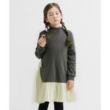 チャコール×アイボリー | 裏起毛リボンワンピース チュール フリース | 子供服Bee
