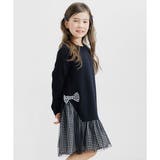 ブラック×ギンガムチェック柄 | 裏起毛リボンワンピース チュール フリース | 子供服Bee