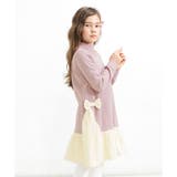 ハイネック×アッシュラベンダー | 裏起毛リボンワンピース チュール フリース | 子供服Bee