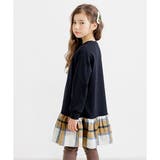 ブラック×イエローチェック | 裏起毛切替えフレアワンピース チェック柄 無地 | 子供服Bee