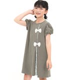 チャコールグレー | リボンワンピース 半袖 切替え | 子供服Bee