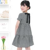 ティアード×ギンガムブラック | ティアードワンピース リボン 無地 | 子供服Bee