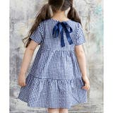 ティアード×ギンガムネイビー | ティアードワンピース リボン 無地 | 子供服Bee
