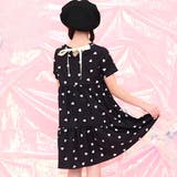 ブラック地ハート柄 | ティアードワンピース リボン 無地 | 子供服Bee