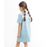 Nくすみブルー | バックロゴワンピース 綿100% Tシャツ | 子供服Bee