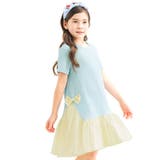 ブルー | 異素材切り替えワンピース 子供服 キッズ 女の子 春 夏 韓国子供服 | 子供服Bee