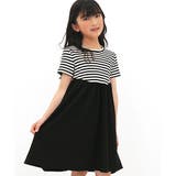 白黒ボーダー×ブラック | 切り替えワンピース 子供服 キッズ 女の子 春 夏 韓国子供服 | 子供服Bee