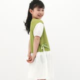ライトグリーン×白地 | レイヤード風ワンピ 子供服 キッズ 女の子 春 夏 韓国子供服 | 子供服Bee