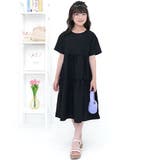 ブラック | ティアードワンピース 首後ろゴム 無地 | 子供服Bee