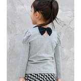 後リボン×グレー地 | デザイン長袖トップス 子供服 キッズ 女の子 春 秋 冬 cle 韓国子供服 | 子供服Bee