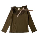 チュール衿ダークブラウン×裏起毛 | 裏起毛デザイントップス フリル チュール | 子供服Bee