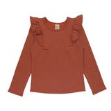 肩フリルテラコッタ×裏起毛 | 裏起毛デザイントップス フリル チュール | 子供服Bee