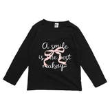 前プリント リボン×ブラック | プリントTシャツ 綿100% 長袖 | 子供服Bee