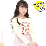ピンクモチーフ×アイボリー | プリントTシャツ 綿100％ 長袖 | 子供服Bee