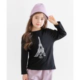 エッフェル塔×ブラック地 | プリントTシャツ 綿100% 長袖 | 子供服Bee