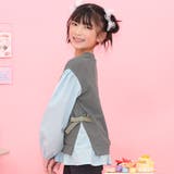 ライトチャコール×くすみブルー | レイヤード風トップス リボン 重ね着風 | 子供服Bee